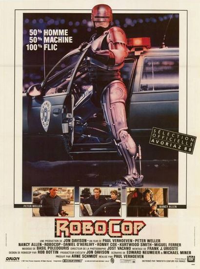 5 ex. - ROBOCOP - 1987 Affiche originale Française, 120x160cm - 5 exemplaires pliés...