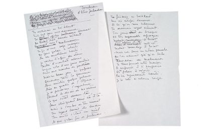 PIERRE BALMAIN (1914-1982) 2 manuscrits autographes, «Tombeau d'Elise Jouhandeau»....