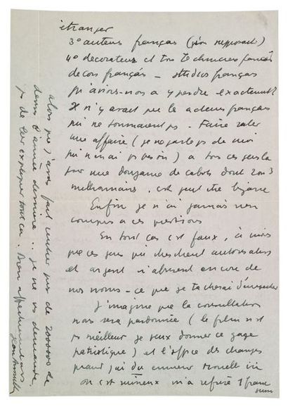 Jean ANOUILH (1910-1987) L.A.S. à Charles Spaak. Sans date [vers 1948-1950], 2 pages...