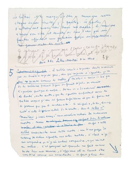 Jean COCTEAU (1889-1963) Manuscrit autographe (brouillon). Sans date. 1 p. ½ petit...