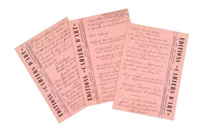 Paul ELUARD (1895-1952) Manuscrit autographe écrit au crayon sur des cartes des Éditions...