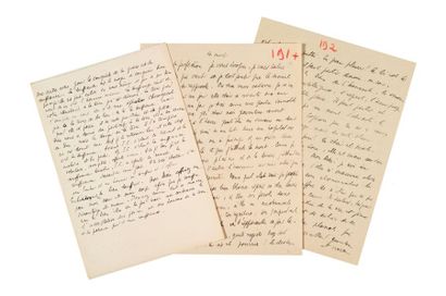 Max JACOB (1876-1944) 3 manuscrits autographes.
- La Mort (sans date, 4 pp. in-4,...