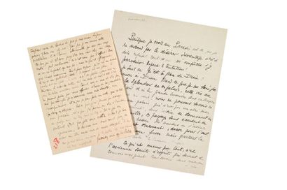 Max JACOB (1876-1944) 2 manuscrits autographes.
- Méditation religieuse sur les tentations...