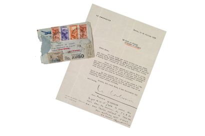 LE CORBUSIER (1887-1965) Lettre dactylographiée signée, adressée à MM. Sert et Wiener,...