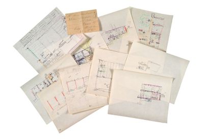 LE CORBUSIER (1887-1965) Ensemble de 10 plans manuscrits (autographes), à l'encre...