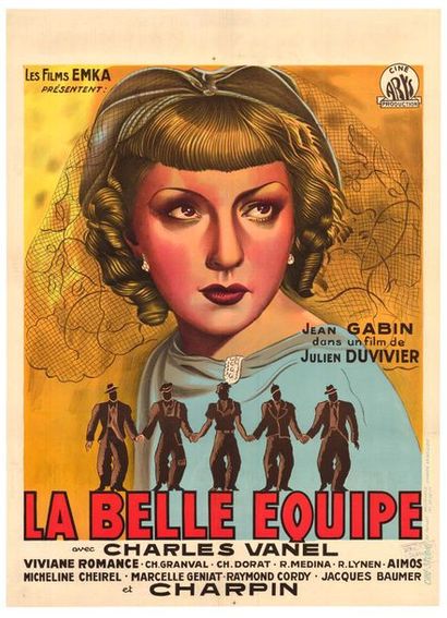 BELLE EQUIPE (la) - 1936 Affiche originale Belge, 60x80cm - Affiche originale entoilée...