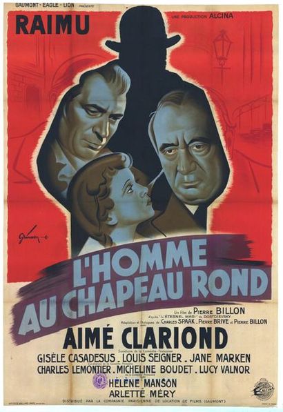 HOMME AU CHAPEAU ROND (l') - 1946 GRINSSON - Affiche originale Française, 120x160cm...