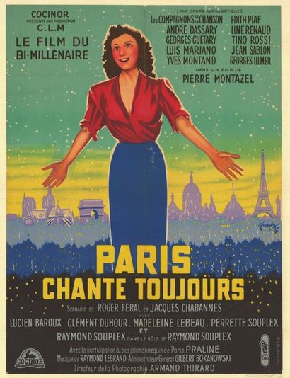 PARIS CHANTE TOUJOURS - 1950 FRANCOIS - Affiche originale Française, 60x80cm - Entoilage...