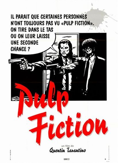 PULP FICTION - 1994 Affiche originale Française, 120x160cm - Pliée en très bon état...