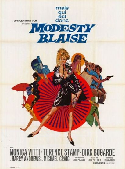 MODESTY BLAISE - 1966 PEAK - Affiche originale Française, 120x160cm - Pliée en très...