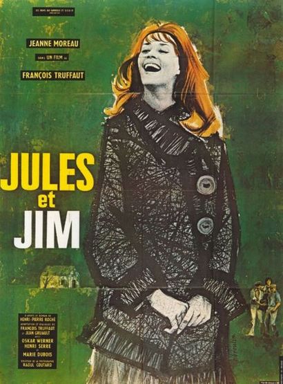 JULES ET JIM - 1961 BROUTIN - Affiche Française, Ressortie 120x160cm - Pliée, Très...