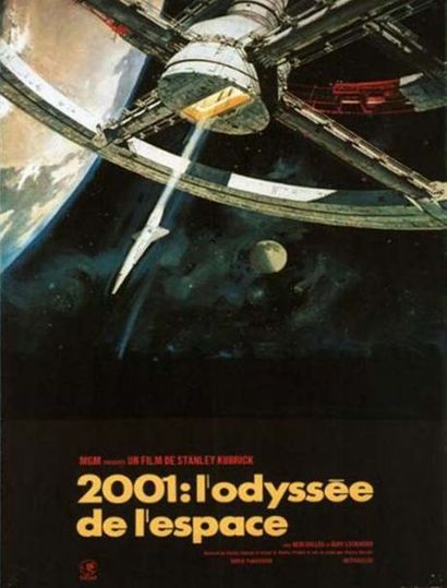 2001 : A SPACE ODYSSEY - 1968 Affiche Française, Ressortie 120x160cm B - Pliée en...