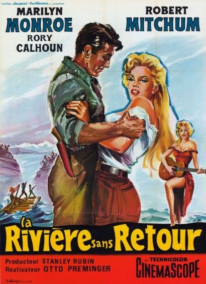 RIVER OF NO RETURN - 1954 BELINSKY - Affiche Française, Ressortie 120x160cm - Pliée...