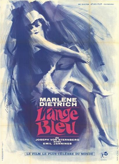 BLAUE ENGEL (der) - 1930 LANDI - Affiche Française, Ressortie 120x160cm - pliée en...