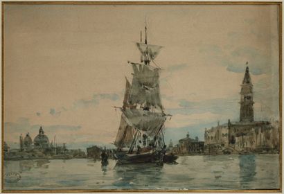 null Etienne Ame?de?e Rosier (1831-1914) 

Un bateau a? Venise

Aquarelle sur pa...