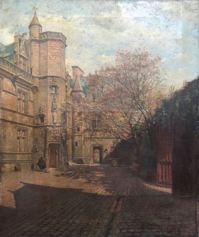 A.LAFOND Le parvis du château, circa 1880
Huile sur toile
Signée en bas à droite
81...