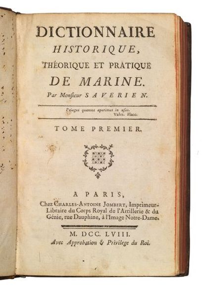 SAVÉRIEN (Alexandre). Dictionnaire historique, théorique et pratique de marine. A...