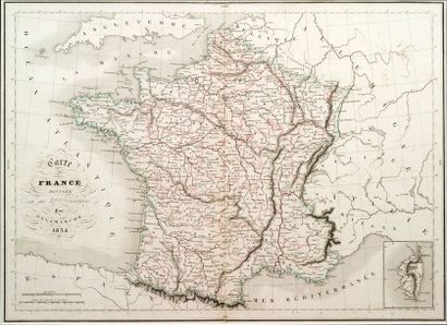 DELAMARCHE 
La France divisée en ses 32 provinces
Gravure rehaussée, signée et datée...