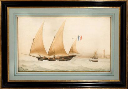 François Geoffroy ROUX (1811-1882) Voilier
Aquarelle, signée en bas à droite.
33...