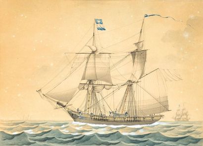 Louis MOUTARDIER (1793-1860) Navire de pêche au Havre
Aquarelle, signée en bas à...