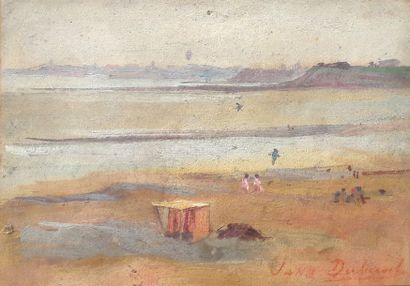 Jane DUBAUT (1885-1970) Plages
Paire d'huiles sur papier, signée
11 x 15 cm