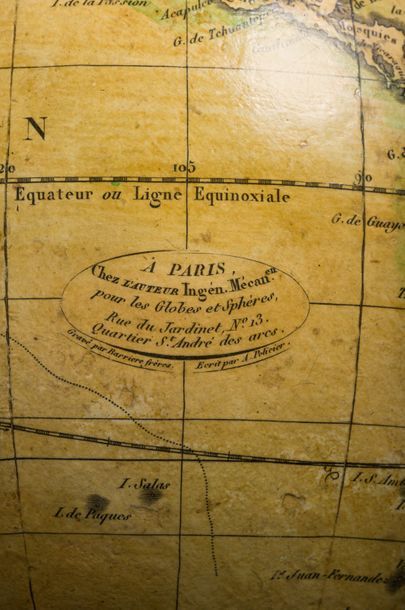 Félix DELAMARCHE (actif en 1780, mort en 1847) Globe terrestre de bibliothèque en...