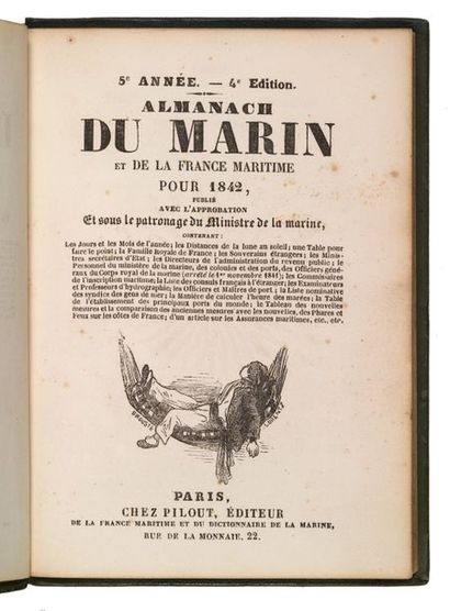 null [ALMANACH].
Almanach du marin et de la France maritime pour 1842. Paris, Chez...