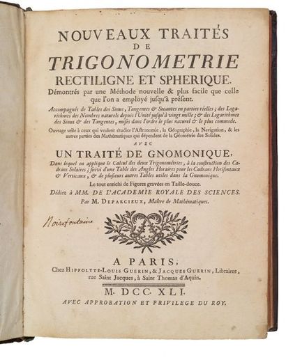 null [GÉOMÉTRIE]. DEPARCIEUX (Antoine).
Nouveaux Traités de trigonometrie rectiligne...