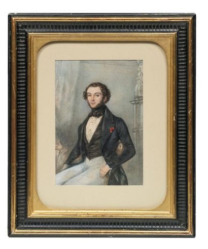 Camille BLAISE Portrait d'Alexis de Tocqueville, 1839
Aquarelle gouachée, signée...
