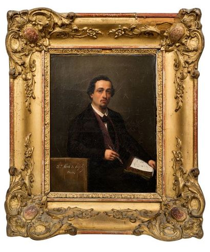 Abel de PUJOL (1785-1861) 
Portrait d'artiste
Huile sur toile signée et datée
24...