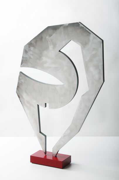 DURFORT Gilles La danseuse / Sculpture en aluminium brossé et socle en acier / Pièce...