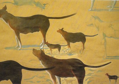 CUECO HENRI La chienne de Sakkara / Acrylique sur papier Vézère / SBD / 73,5 x 106...