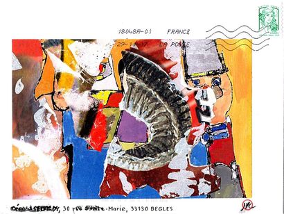 COMES Jean-Pierre Sans titre (2014-2548) / Enveloppe Mail-Art / Technique mixte et...
