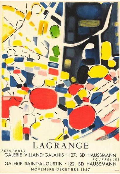 LAGRANGE - 1957 Galerie Villand-Galanis/Galerie Saint-Augustin - Affihe originale...