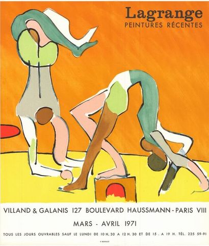 LAGRANGE - 1971 Galerie Villand-Galanis - Affiche originale française en lithographie...