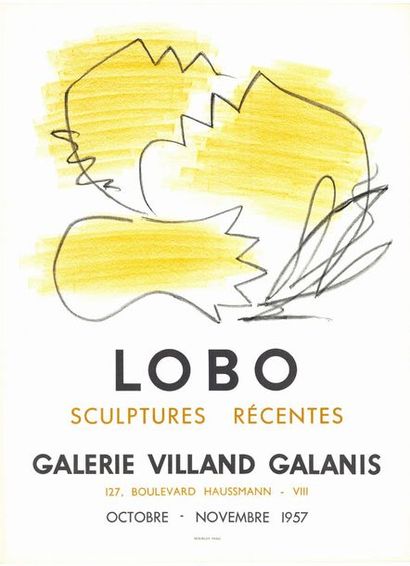 LOBO - 1957 Galerie Villand Galanis - Affiche originale française en lithographie...