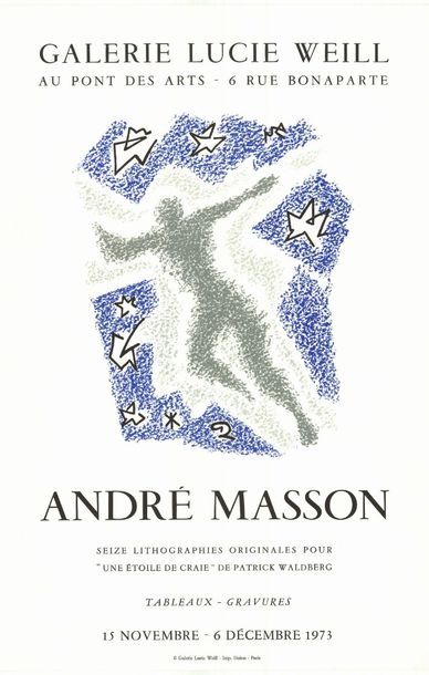 André MASSON - 1973 3 exemplaires - Galerie Lucie Weill - Affiche originale française...