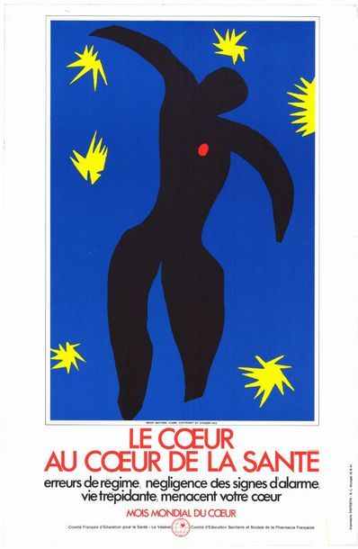 Henri MATISSE 2 exemplaires - Mois Mondial du Cœur - Affiche originale française...