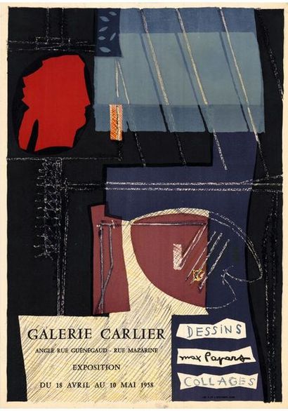MAX PAPART - 1958 Galerie Carlier - Affiche originale française en lithographie -...