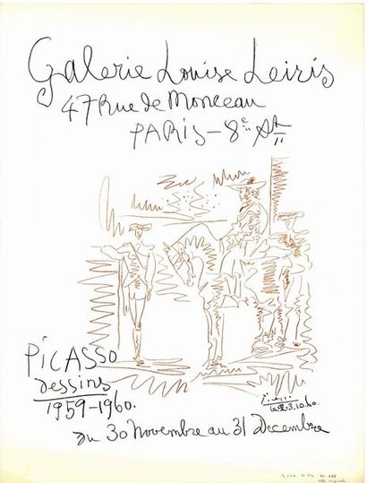 Pablo PICASSO Galerie Louise Leiris - Dessins 1959-1960 - Affiche originale française...