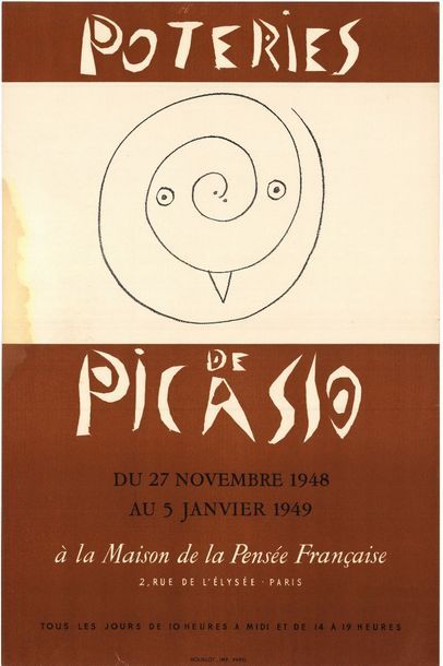 PABLO PICASSO - 1948/1949 Poteries - Maison de la Pensée Française - Affiche originale...