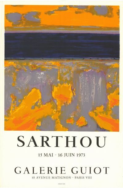 SARTHOU - 1973 2 exemplaires - Galerie Guiot - Affiche originale française en lithographie...