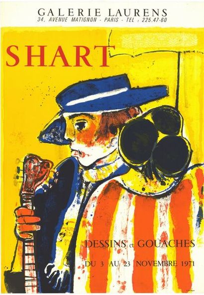 SHART - 1971 Galerie Laurens - Dessins et gouaches - Affiche originale française...