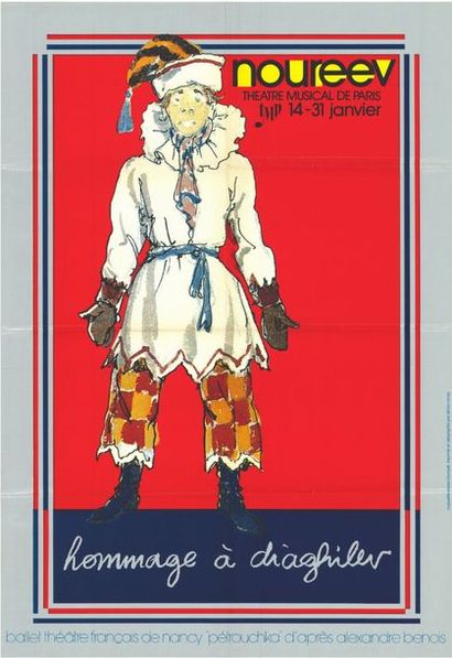 NOUREIV - Hommage a Diaghilev Affiche originale pliée en très bon état. 80x120cm