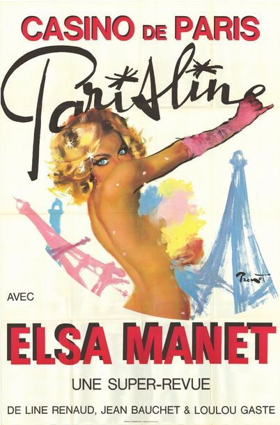 10 ex. - CASINO DE PARIS par BRENOT 1980 -PARIS LINE - 10 affiches originales pliées...