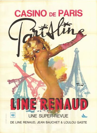 10 ex. - CASINO DE PARIS par BRENOT 1980 - LINE RENAUD - 10 affiches originales pliées...