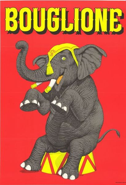 CIRQUE BOUGLIONE - ELEPHANT Affiche originale pliée en très bon état - 100x140cm