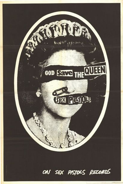 SEX PISTOLS - 1977 God save the Queen - Affiche originale pliée en très bon état...