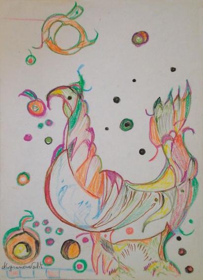 GRÜNENWALDT Martha Sans titre / Crayon de couleurs sur papier / SBG / 29,7 x 21 ...