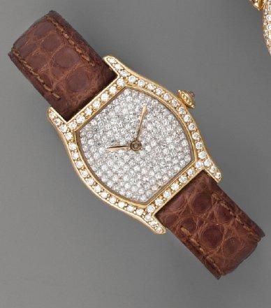 null Bracelet montre de dame, tortue, et diamants vers 1970 CARTIER